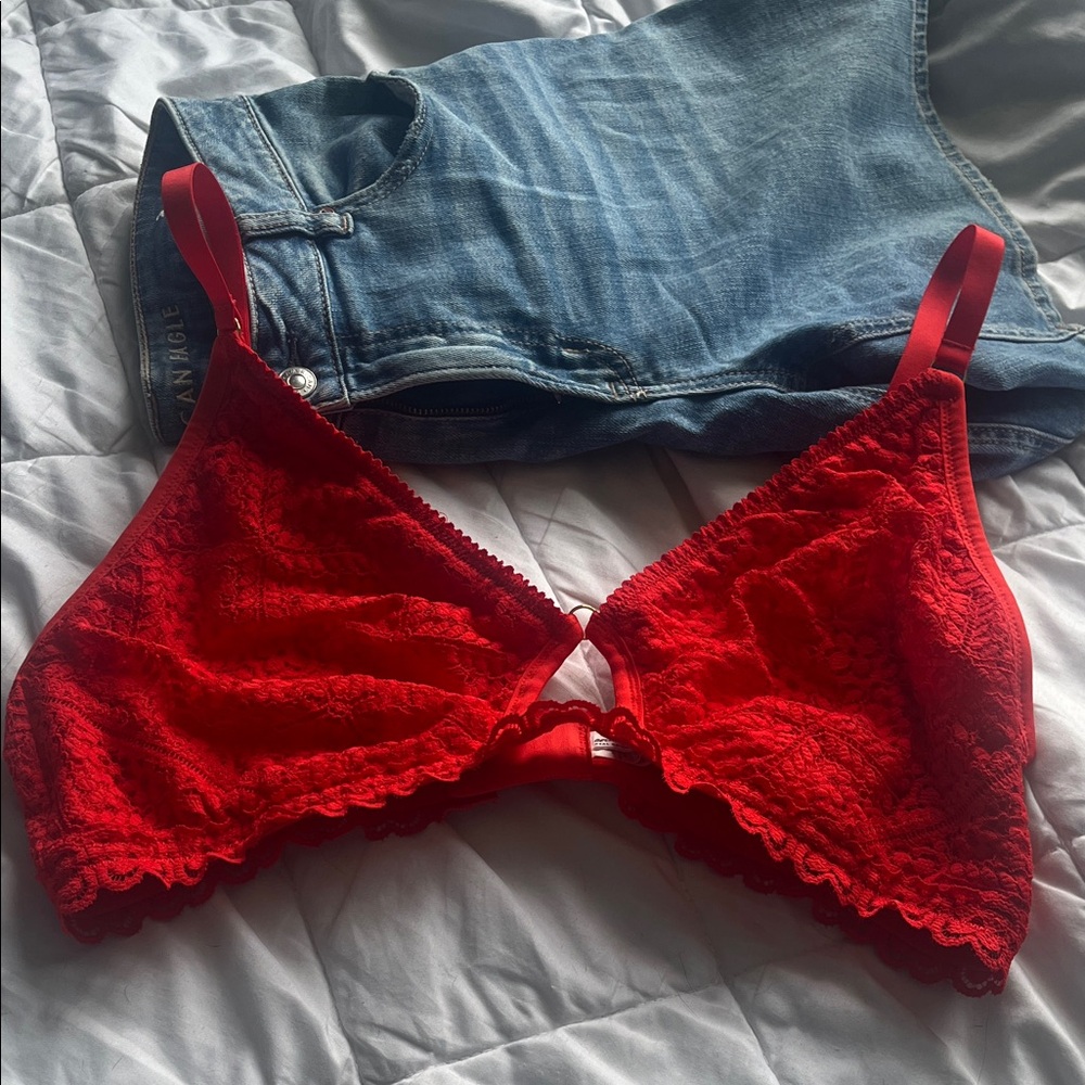 Aerie Vibrant Red Lace Bralette